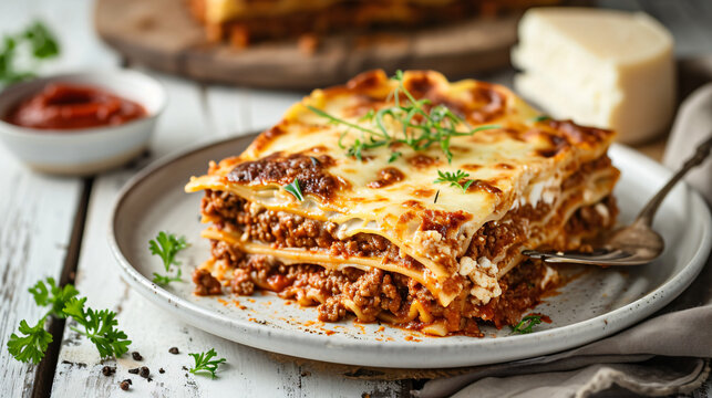 Italian beef lasagna with ground beef marinara sauce