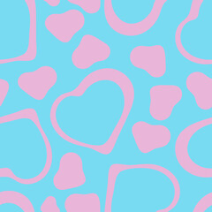 Hand Drawn Seamless Patterns with Hearts in Doodle Style.
