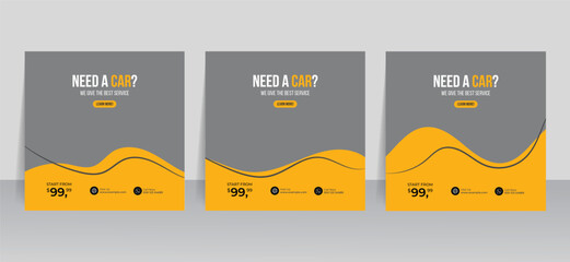 car rental instagram social media post banner template 