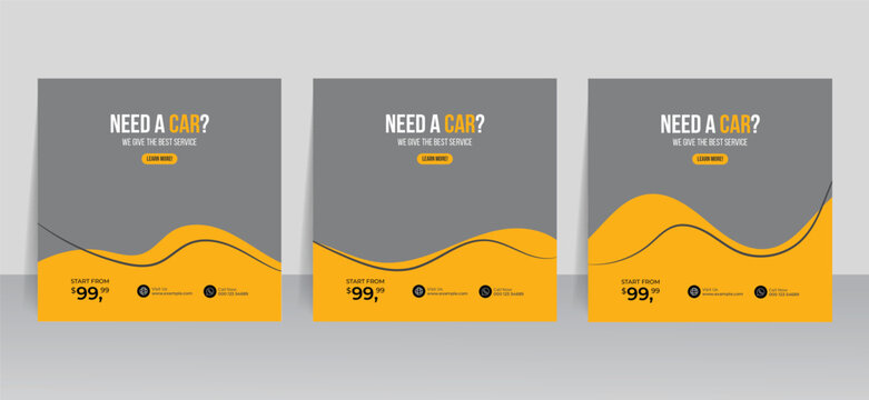 car rental instagram social media post banner template 