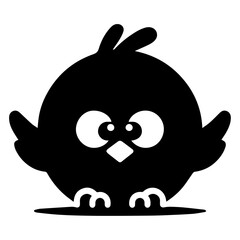 minimal funny bird character vector silhouette, black color silhouette