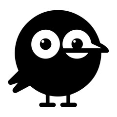 minimal funny bird character vector silhouette, black color silhouette