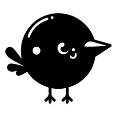 minimal funny bird character vector silhouette, black color silhouette