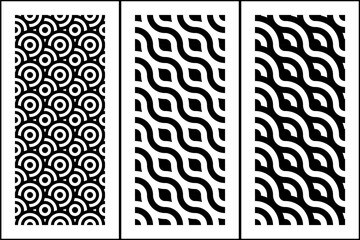 Black and White Seamless Geometric Pattern Collection With Circular and Circle Base Pattern