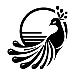 Fototapeta premium minimal peacock bird vector silhouette, black color silhouette, white background