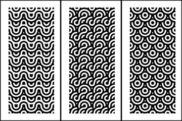 Black and White Seamless Geometric Pattern Collection With Circular and Circle Base Pattern