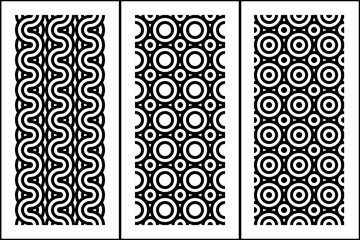 Black and White Seamless Geometric Pattern Collection With Circular and Circle Base Pattern