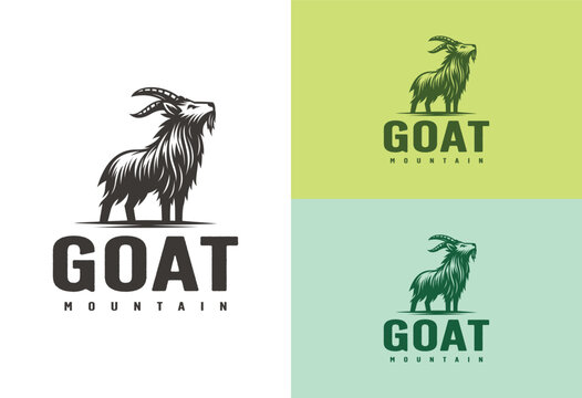 goat logo symbol vector illustration with ink drawing style and vintage style