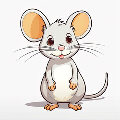Whimsical White Setting with a Cute Mouse Cartoon