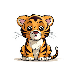 Adorable Tiger Illustration in a White Background