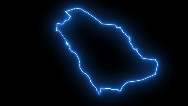 Animated Saudi Arabia map icon with a glowing neon effect