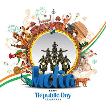 happy republic day India greetings. abstract vector illustration design.