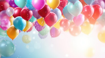 Colorful birthday background with balloons and place for text