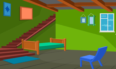 interior of a room with a window