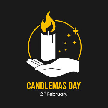 Vector graphic of candle burning in hand logo suitable for Candlemas Day