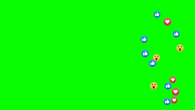 Green screen social media emoji for live stream. 4K footage