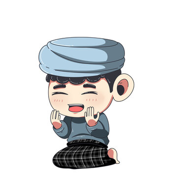 A boy who is praying