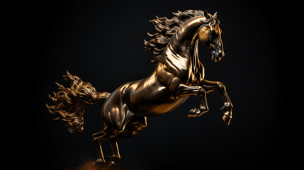 Golden and bronze rearing horse statue or trophy