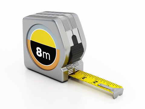Tape measure isolated on white background. 3D illustration