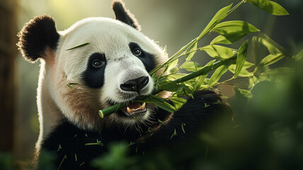 Panda Feasting on Bamboo