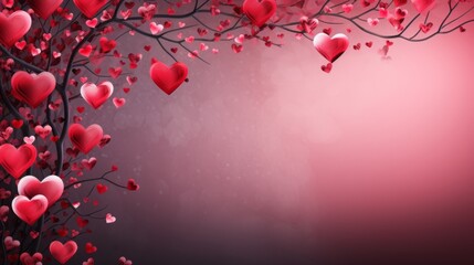 Obraz premium Romantic Valentine's Day Scene with Heart-Shaped Balloons and Ample Copy Space, Love Concept for Greeting Cards, Invitations, and More