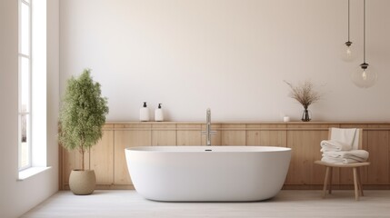 Fototapeta na wymiar Modern minimalist Scandinavian bathroom