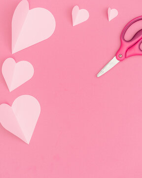 Valentine Day Pink Background Pink Hearts with Copy
