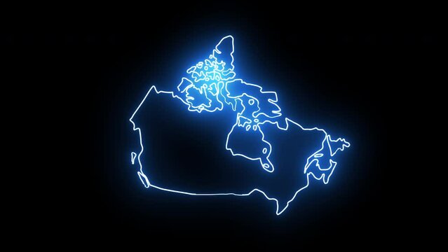 Animated Canadian map icon with a glowing neon effect