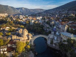 Papier Peint photo autocollant Stari Most Mostar, Stari Most and Neretva river