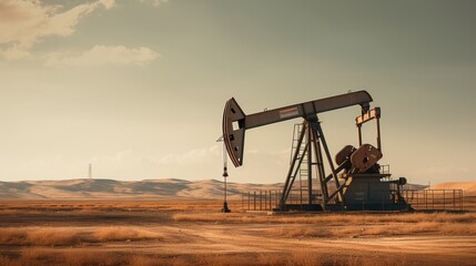 Oil field, oil pump in the work