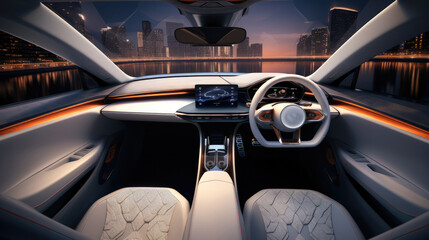 Interior Hypercar of the future. Generative AI.