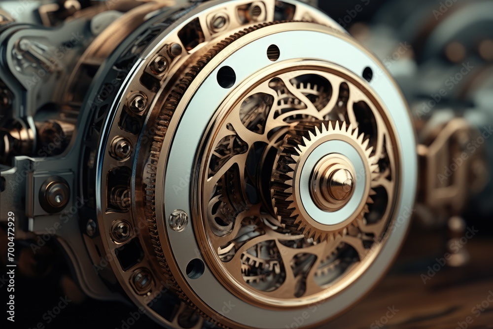 Poster A peculiar contraption with intricate gears and levers. Generative AI.