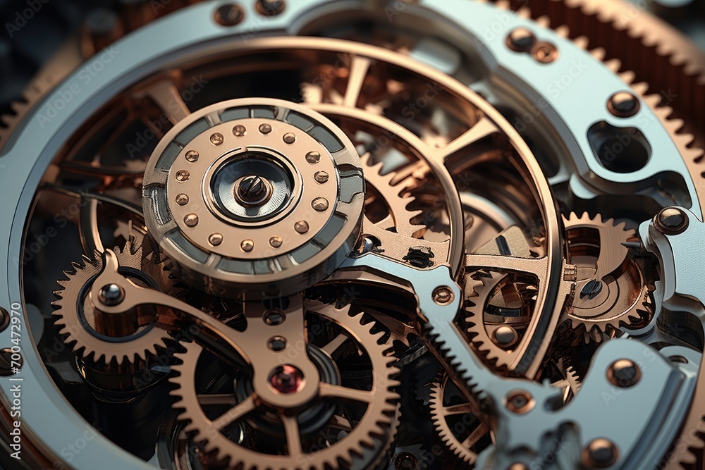 Poster A peculiar contraption with intricate gears and levers. Generative AI.