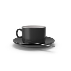 Black White Coffee Cup With Spoon PNG