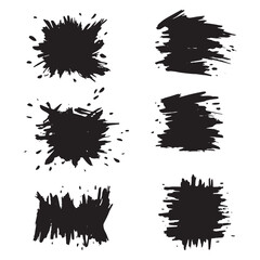 Set of Black grunge strokes hand drawn background