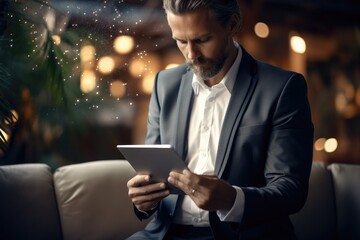 A person reading a tablet device, Embracing digital platforms for literary engagement. Generative AI.