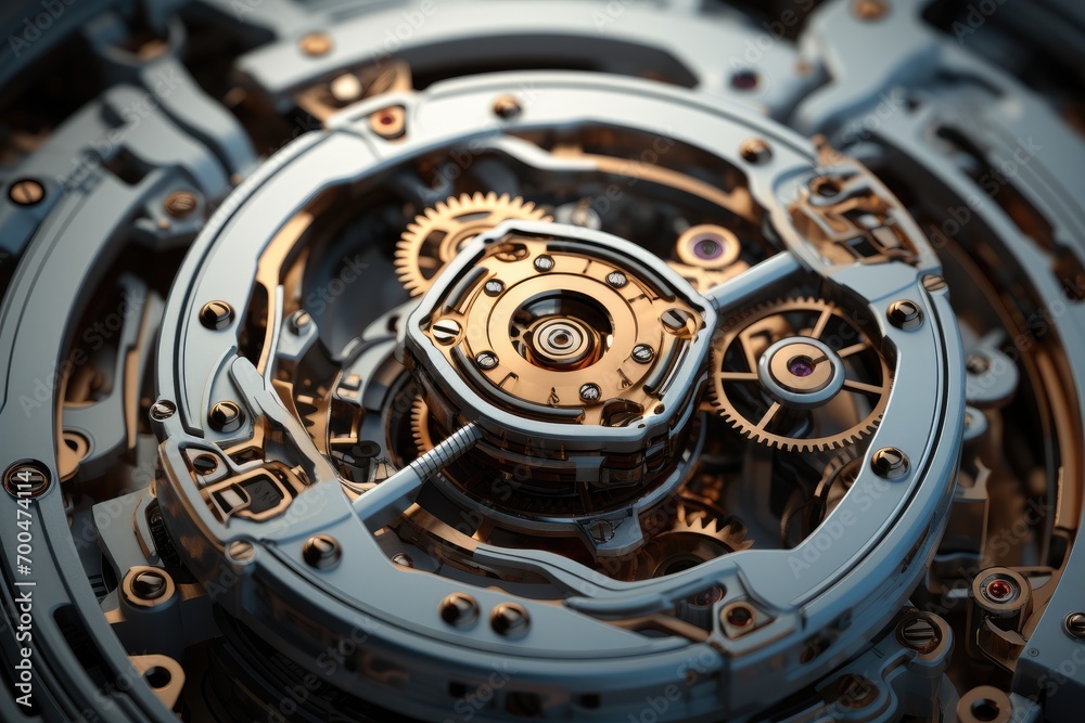 Aufkleber A robot consisting of gears and mechanical components. Generative AI.