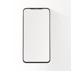 Smartphone-Modell mit leerem weißen Bildschirm, detailliertes Mobiltelefon-Modell, weißes Modell-Smartphone-Vorderansicht, Modell-3D-Mobiltelefon, ui, ux – Lagervektor