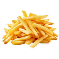 Delicious French Fries on isolated Background, Crispy Golden Fast Food Snack