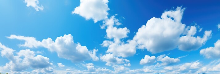 Naklejka na ściany i meble Vibrant blue sky with fluffy white clouds. Generative AI.