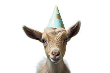 Baby Goat Celebrating Birthday isolated on transparent background