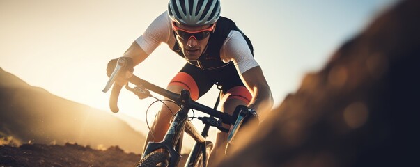 Close-Up Capture of Leading Position on a Challenging Mountain Climb - obrazy, fototapety, plakaty