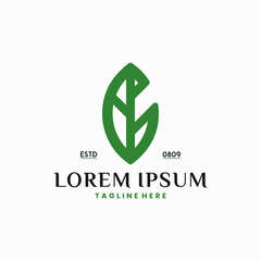 Fototapeta premium Leaf logo, simple line leaf creative logo design
