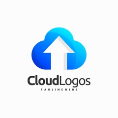 Cloud logo with Arrow sign. data sever company