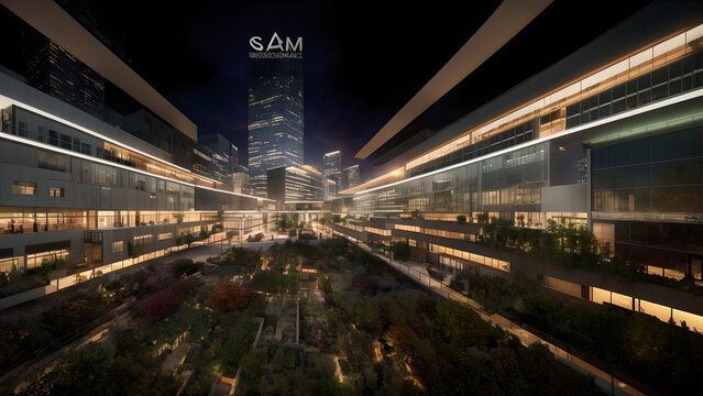 builiding in the city at night