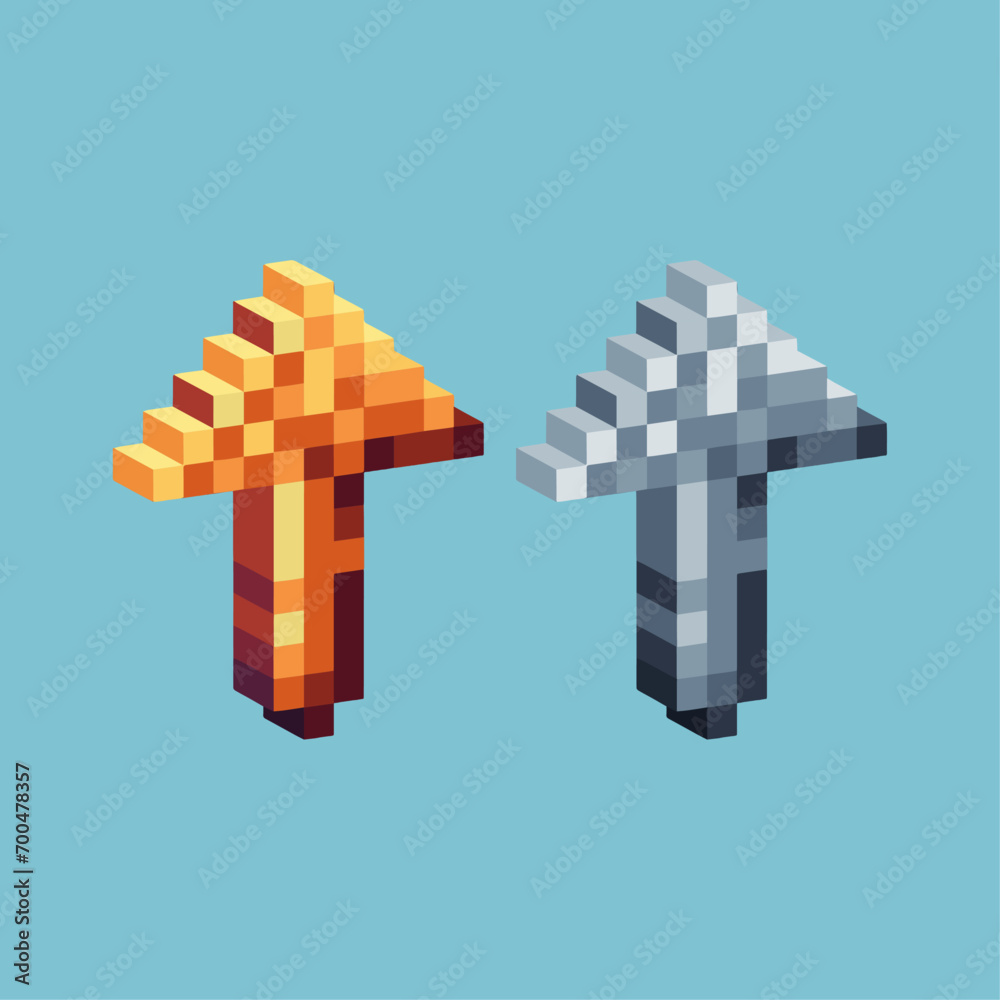 Fototapete isometric pixel art 3d of arrow up icon for items asset.arrow up icon on pixelated style.8bits perfe