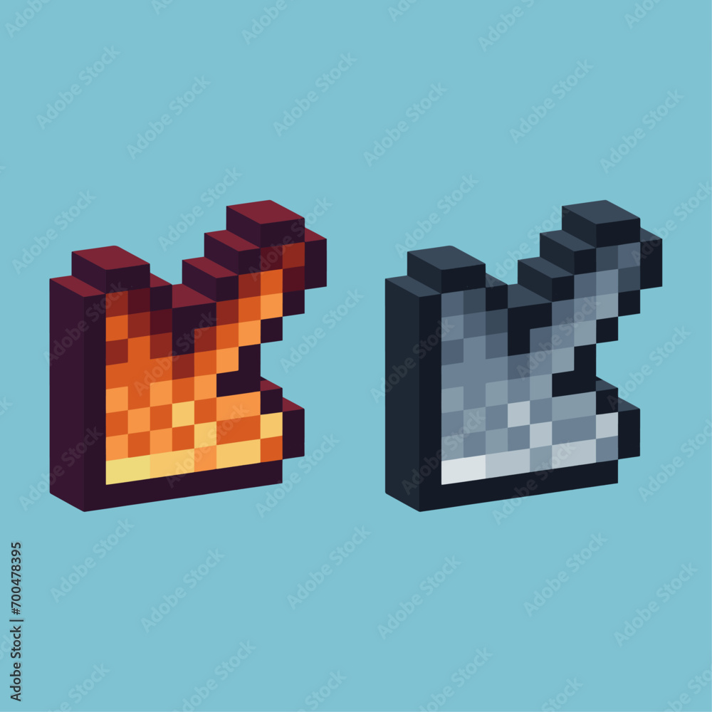 Poster isometric pixel art 3d of arrow icon for items asset. arrow icon on pixelated style.8bits perfect fo