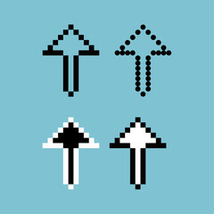 Pixel art outline sets of arrow up icon with variation color item asset. arrow up icon on pixelated style. 8bits perfect for game asset or design asset element for your game design asset