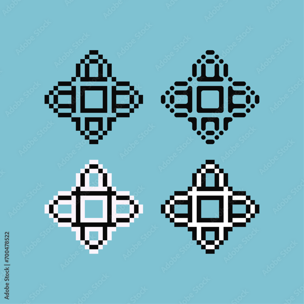 Fototapete pixel art outline sets of symbol icon with variation color item asset. symbol icon on pixelated styl