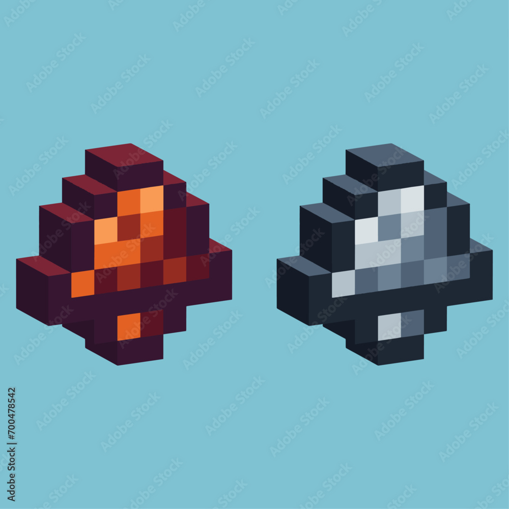 Poster pixel art sets of bell icon with variation color item asset. bell icon on pixelated style. 8bits per